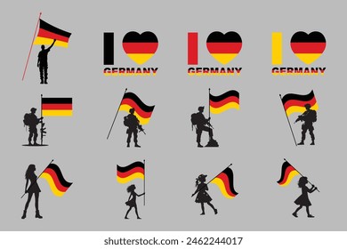Flag of Germany Set, original and simple Germany flag Bundle, vector illustration of Germany flag Collection
