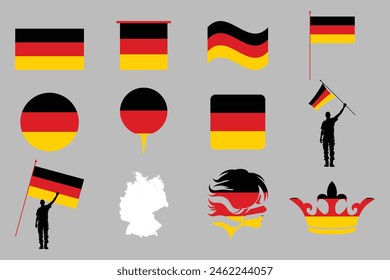 Flag of Germany Set, original and simple Germany flag Bundle, vector illustration of Germany flag Collection
