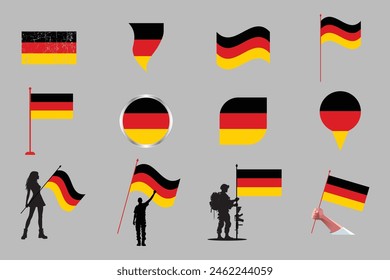 Flag of Germany Set, original and simple Germany flag Bundle, vector illustration of Germany flag Collection
