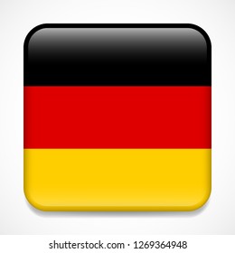 Flag of Germany. Square glossy badge