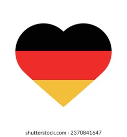 The flag of Germany. Standard color. The heart icon. A heart-shaped flag. Vector illustration. Computer illustration. Digital illustration.