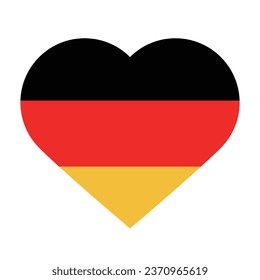 The flag of Germany. Standard color. The heart icon. A heart-shaped flag. Vector illustration. Computer illustration. Digital illustration.