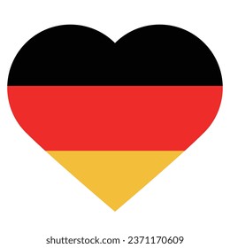 The flag of Germany. Standard color. The heart icon. A heart-shaped flag. Vector illustration. Computer illustration. Digital illustration.