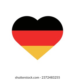 The flag of Germany. Standard color. The heart icon. A heart-shaped flag. Vector illustration. Computer illustration. Digital illustration.