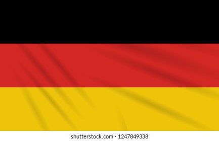 Flag Germany swaying in wind, realistic vector.