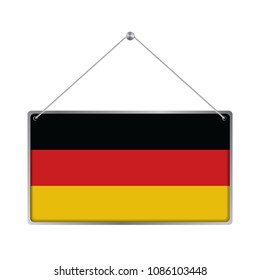 Flag of Germany.. The symbol of the state in the pennant hanging on the rope, 
rectangle hanging. Vector Illustration EPS10. White Background.