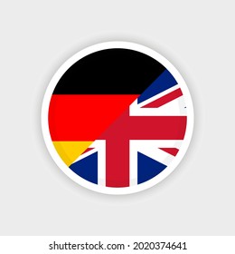 Flag of Germany and the United Kingdom with circle frame and white background