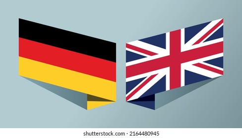 Flag of Germany and United Kingdom national banner greeting card graphic element Illustration template design
