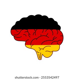 Flag of Germany. Vector illustration of a combination of a human brain with a country flag on a white background.