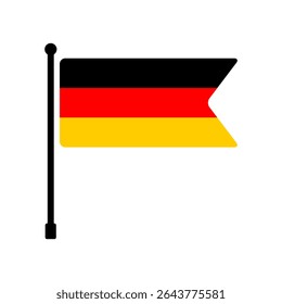 Flag of Germany. Germany flag vector illustration icon design. Flagpole flag icon.