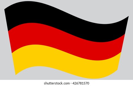 Flag of Germany waving on gray background