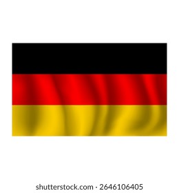 Bandeira da Alemanha ondulada flui ao vento, com dobras 3d