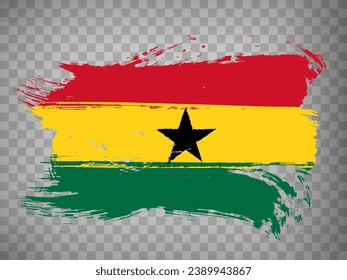 Flagge Ghana, Pinselstrich Hintergrund.  Flagge von Ghana auf transparentem Hintergrund für Ihr Webdesign, App, UI.  Stock-Vektorgrafik. EPS10.