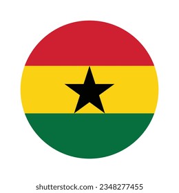 Flag of Ghana. Ghana circle flag logo icon computer vector illustration design.