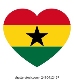 flag of Ghana in form of heart, symbol of love