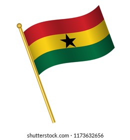 Flag of Ghana, Ghana flag Golden waving isolated vector illustration eps10.