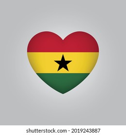 Flag of Ghana in heart. Ghana flag vector. Love Ghana symbol