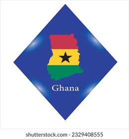 Flag of Ghana icon isolated on a Blue background