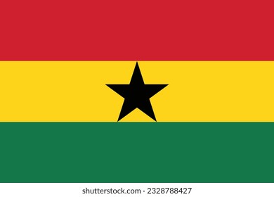The flag of Ghana. Flag icon. Standard color. Standard size. A rectangular flag. Computer illustration. Digital illustration. Vector illustration.