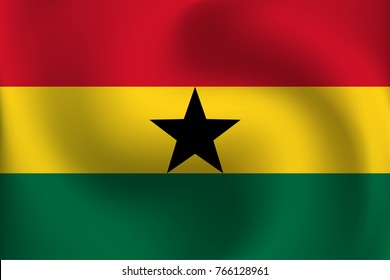 Flag of Ghana with a little Waving, Shading and Flag Colors separated layers - Vector Illustration