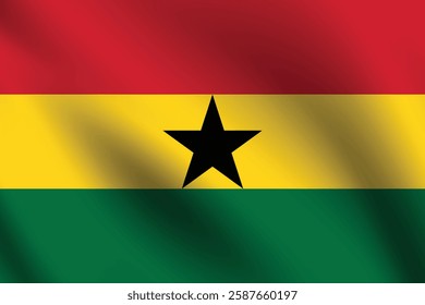 Flag of Ghana. Ghana flag official colors and proportion digital vector illustration. Waving flag.