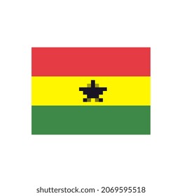 Flag Ghana. Pixel art. Stickers design. Isolated vector illustration. 