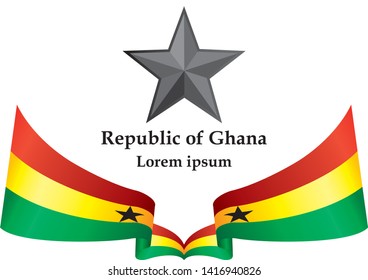 Flag of Ghana, Republic of Ghana. Template for award design, an official document with the flag of Ghana. Bright, colorful vector illustration.