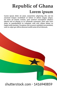 Flag of Ghana, Republic of Ghana. Template for award design, an official document with the flag of Ghana. Bright, colorful vector illustration.