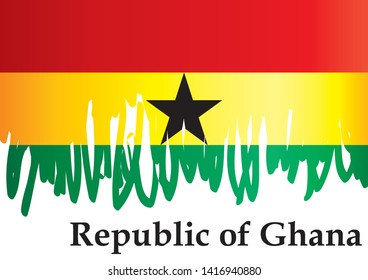 Flag of Ghana, Republic of Ghana. Template for award design, an official document with the flag of Ghana. Bright, colorful vector illustration.