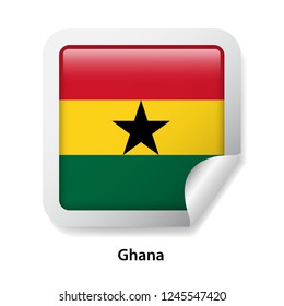 Flag of Ghana. Round glossy sticker