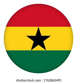 Flag of Ghana round icon, badge or button. Ghanaian national symbol. Template design, vector illustration.