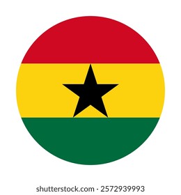 Flag of Ghana round shape, national symbol