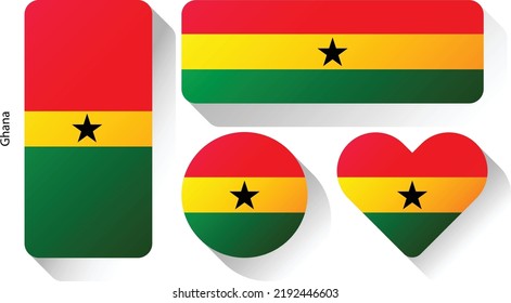 Flag of Ghana , set of flags , flag button , Heart of flag	
