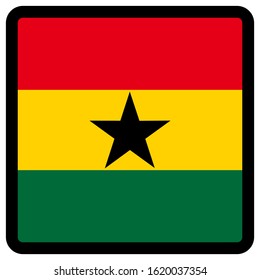 Bandera de Ghana en forma de cuadrado con contorno en contraste, señal de comunicación en medios sociales, patriotismo, un botón para cambiar el idioma en el sitio, un ícono.