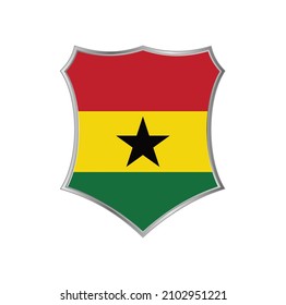 Flag of Ghana with silver shield frame