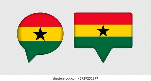 Flag of Ghana in speech bubble.