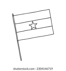 Flag of Ghana. Vector, black and white hand drawn flag.