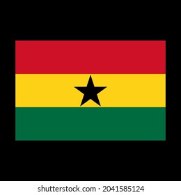 
Flag of Ghana vector illustration on black background