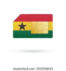 Flag of Ghana. Vector illustration of SIM Card with flag on white background