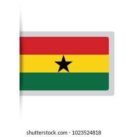 Flag of Ghana. Vector illustration of a stylized flag. The slit in the paper with shadows. isolated on white.