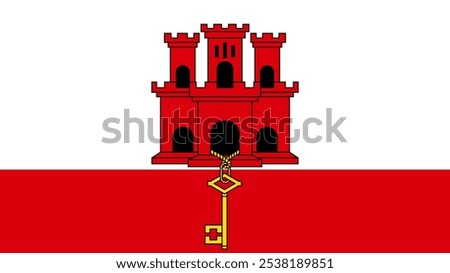 Flag of Gibraltar, 16:9 Format, Gibraltar Flag, Vector Images