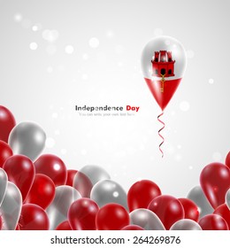 Flag of Gibraltar on balloon. Celebration and gifts. Balloons on the feast of the national day. 