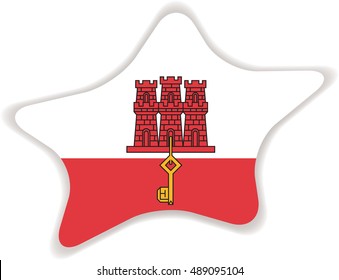 Flag of Gibraltar. Vector illustration of a stylized flag. Star with shadow. Element for infographics.