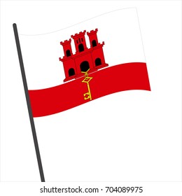 Flag of Gibraltar , Gibraltar flag waving isolated vector illustration
