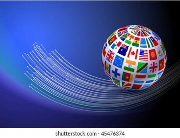 Flag Globe with Fiber Optic Background Original Vector Illustration EPS10