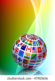 Flag Globe on Abstract Color Background Original Vector Illustration