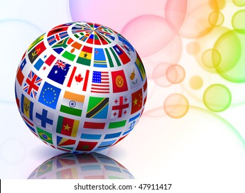 Globe de la bandera sobre fondo de color abstracto Ilustración vectorial original