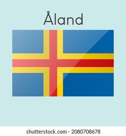 Åland Flag Glossy icon Vector illustration. Simple isolated symbol, eps 10.