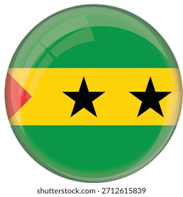 São Tomé Fahne glänzend rund Symbol
