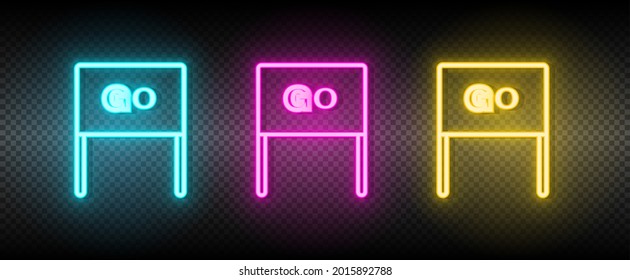 flag, go, launch neon vector icon. Illustration neon blue, yellow, red icon set.